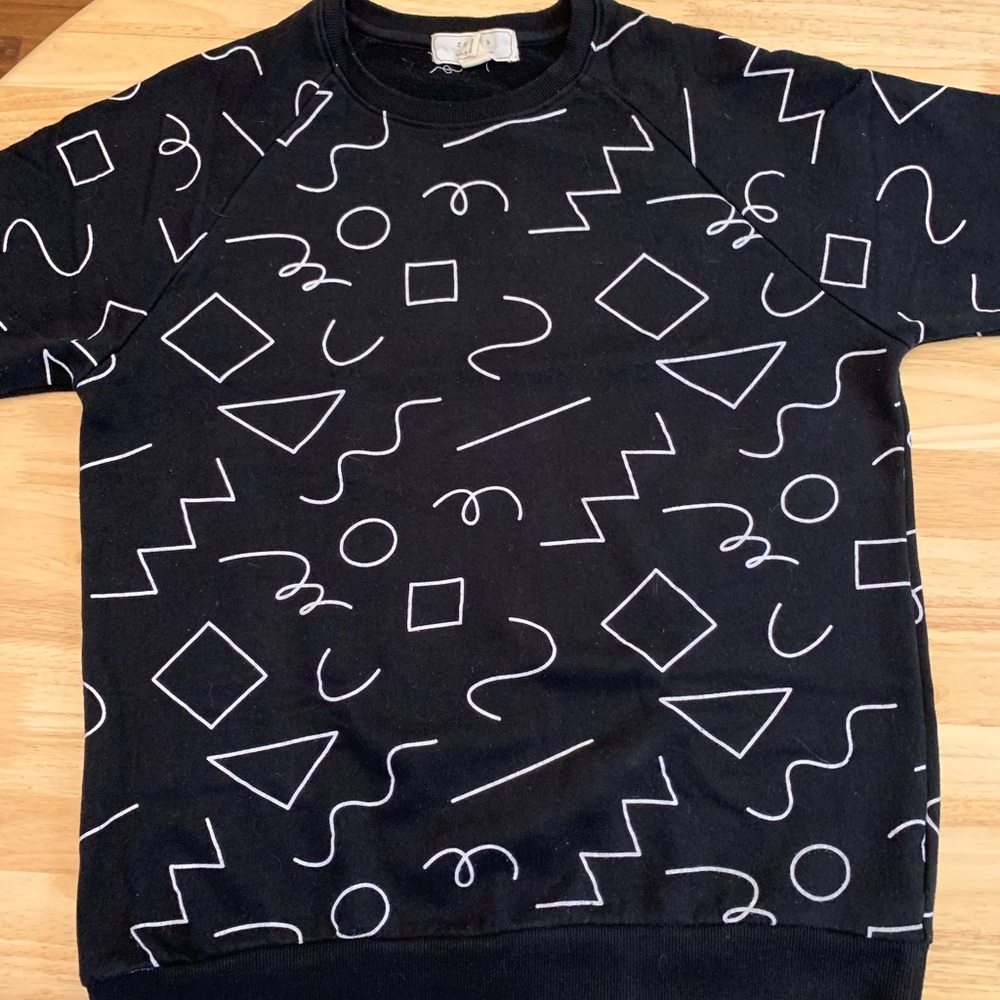Mens, 21 Men, Medium Geometric Sweet Shirt, Black